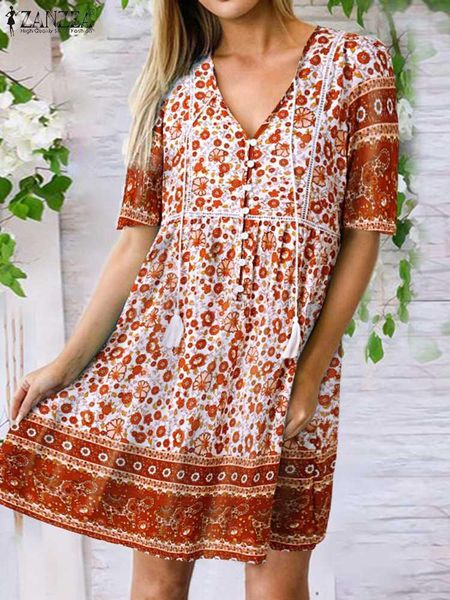 dresses fashion printed mini dress women summer sundress 2022 zanzea casual short sleeve knee length vestidos female v neck robe femme, Black;gray
dresses fashion printed mini dress women summer sundress 2022 zanzea casual short sleeve knee length vestidos female v neck robe femme, Black;gray