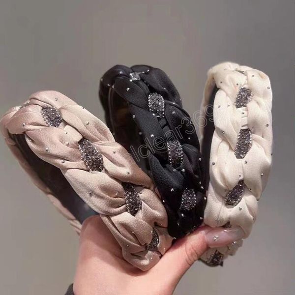 fashion women headband wide side handmade braided hairband shining rhinestone chain turabn casual hair accessories, Slivery;white
fashion women headband wide side handmade braided hairband shining rhinestone chain turabn casual hair accessories, Slivery;white