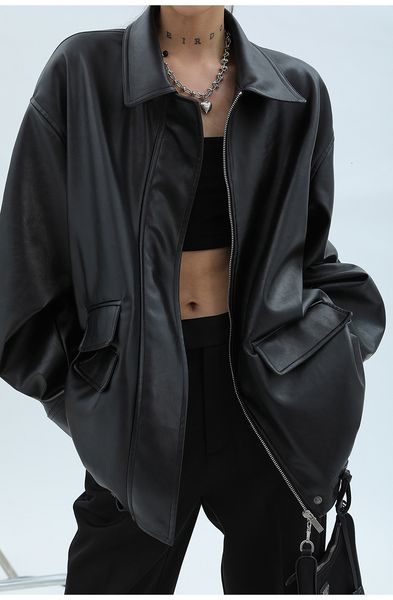 women's leather faux spring oversized pu casual waterproof black soft pu jacket women with zipper long sleeve jackets 230418
women's leather faux spring oversized pu casual waterproof black soft pu jacket women with zipper long sleeve jackets 230418