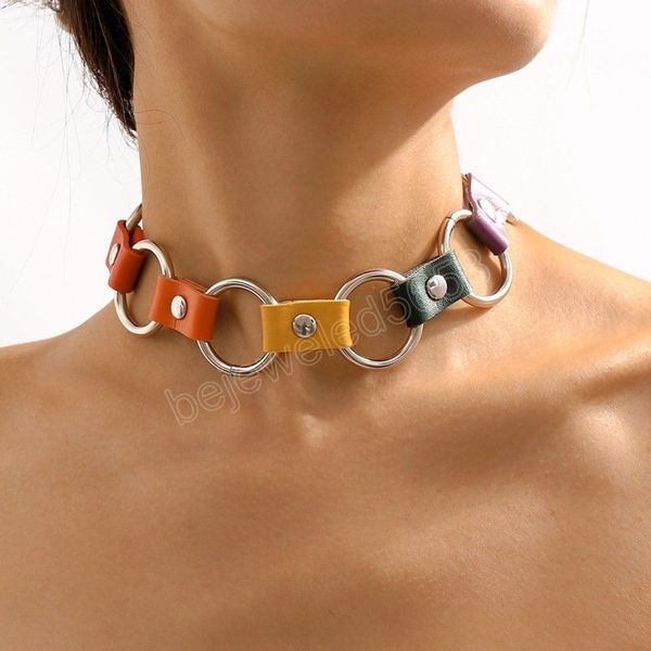 vintage colorful pu leather silver color hollow round geometric choker necklace punk simple casual trendy women chocker jewelry, Golden;silver
vintage colorful pu leather silver color hollow round geometric choker necklace punk simple casual trendy women chocker jewelry, Golden;silver