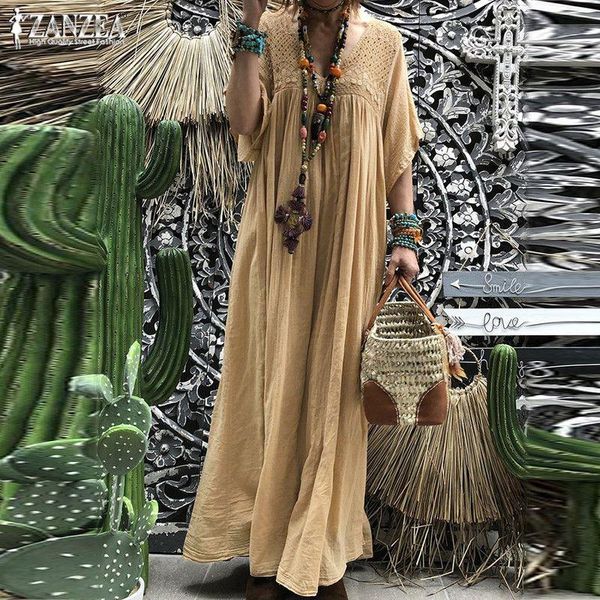 dresses zanzea 2022 bohemian lace crochet maxi dress women's summer sundress pleated half flare sleeve vestidos v neck robe, Black;gray
dresses zanzea 2022 bohemian lace crochet maxi dress women's summer sundress pleated half flare sleeve vestidos v neck robe, Black;gray