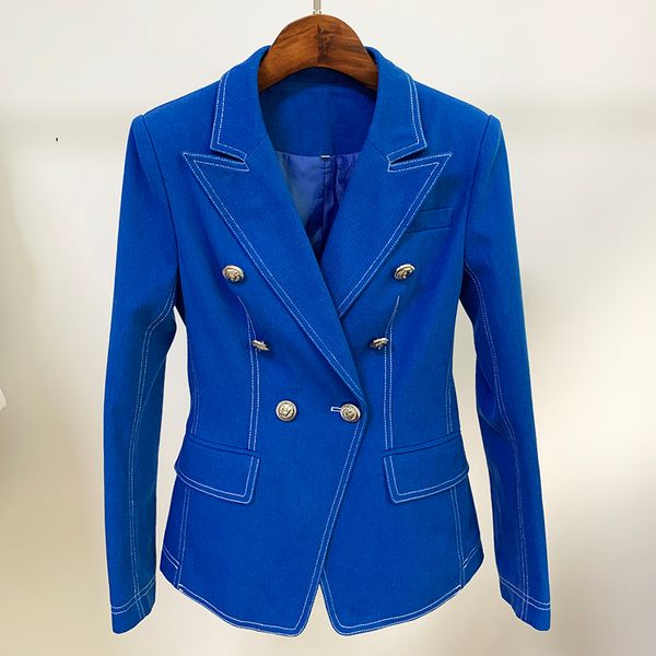 women's suits blazers high street fashion 2023 designer stitching contrast lion buttons double breasted denim jacket 230418, White;black
women's suits blazers high street fashion 2023 designer stitching contrast lion buttons double breasted denim jacket 230418, White;black