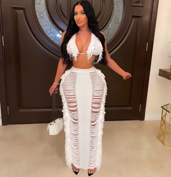 two piece dres vocation beach dresses tassel knitted skirt set suits lace up bra hollow out maxi skirts fashion outfits 230418, White
two piece dres vocation beach dresses tassel knitted skirt set suits lace up bra hollow out maxi skirts fashion outfits 230418, White