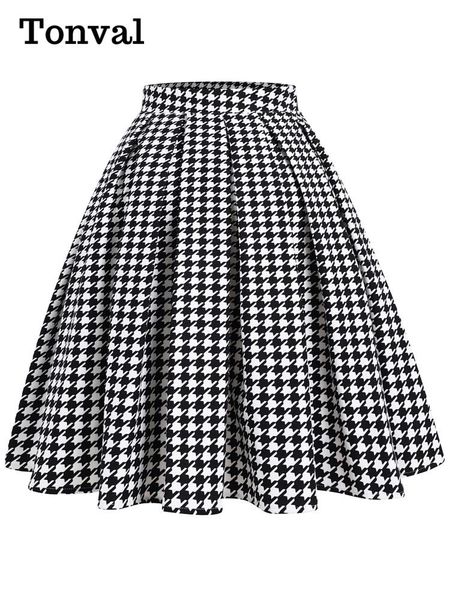 dresses tonval high waist houndstooth plaid 50s vintage fashion pleated skirt women autumn winter knee length retro skirts, White;black
dresses tonval high waist houndstooth plaid 50s vintage fashion pleated skirt women autumn winter knee length retro skirts, White;black