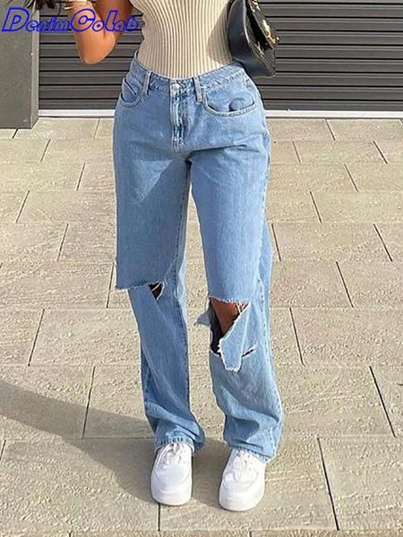 jeans denimcolab 2022 fashion holes high waist straight jeans woman loose cotton denim pants ladies ripped streetwear jeans trousers, Blue
jeans denimcolab 2022 fashion holes high waist straight jeans woman loose cotton denim pants ladies ripped streetwear jeans trousers, Blue