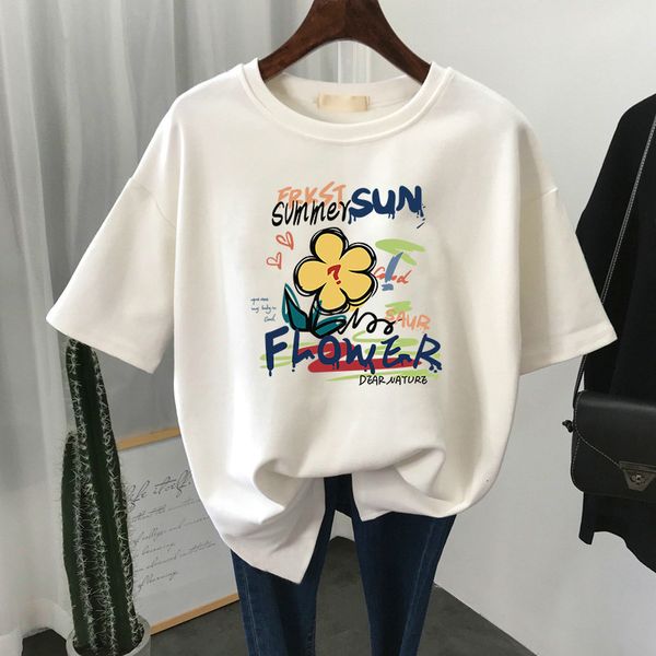 women's t-shirt oversized t shirts 100% cotton plus size t shirt summer tees flower printed o neck l-6xl short sleeve tshirt women 2304, White
women's t-shirt oversized t shirts 100% cotton plus size t shirt summer tees flower printed o neck l-6xl short sleeve tshirt women 2304, White