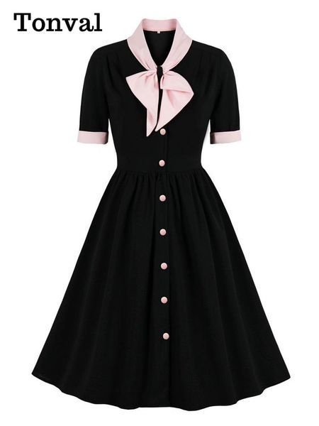dresses tonval tie neck vintage style singlebreasted half sleeve fall clothes for women black knee length polyester dress 2022 elegant, Black;gray
dresses tonval tie neck vintage style singlebreasted half sleeve fall clothes for women black knee length polyester dress 2022 elegant, Black;gray