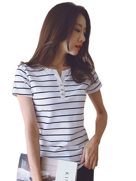 women's t-shirt gkfnmt t shirt femme 5xl womens clothing summer white striped t-shirts button v-neck short sleeve female women 230418
women's t-shirt gkfnmt t shirt femme 5xl womens clothing summer white striped t-shirts button v-neck short sleeve female women 230418