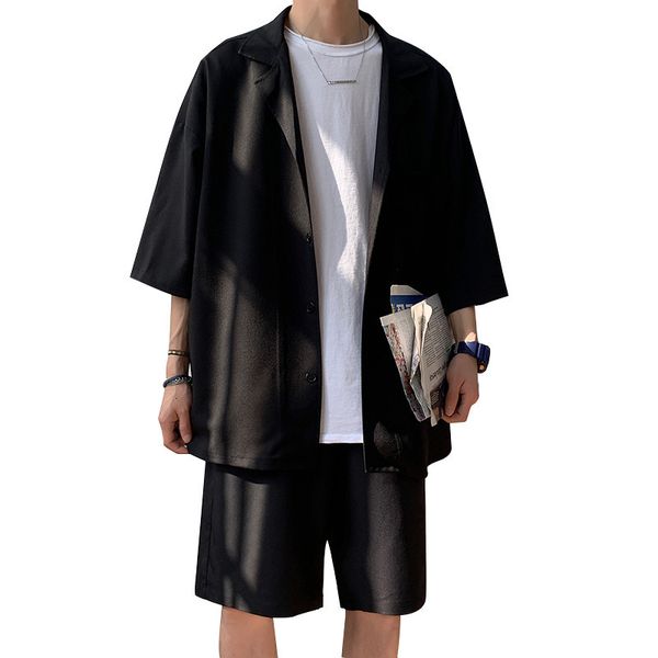 men's tracksuits korean style set suit jacket and shorts fashion loose casual 2pcs summer set for men thin short sleeve blazer 230417, Gray
men's tracksuits korean style set suit jacket and shorts fashion loose casual 2pcs summer set for men thin short sleeve blazer 230417, Gray