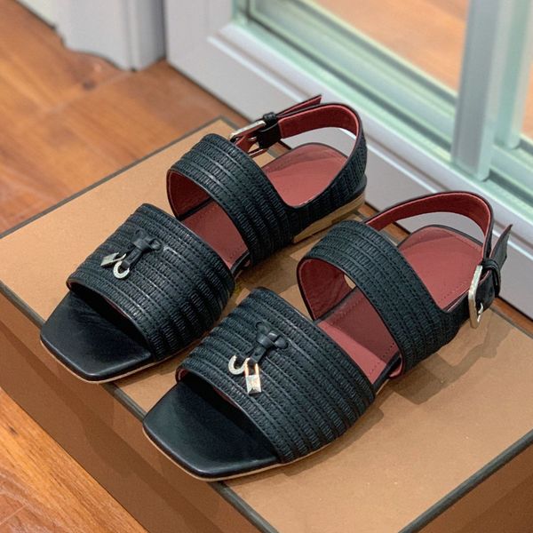lp piana sandals summer raffia charms thong flattie open-toe shoes flat heels men and women's luxury designers leather outsole fashion, Black
lp piana sandals summer raffia charms thong flattie open-toe shoes flat heels men and women's luxury designers leather outsole fashion, Black