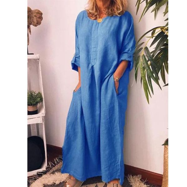 dresses 2022 new solid color loose pockets robe women's cotton linen solid color fashion round neck 7point sleeve casual ladies dress, Black;gray
dresses 2022 new solid color loose pockets robe women's cotton linen solid color fashion round neck 7point sleeve casual ladies dress, Black;gray