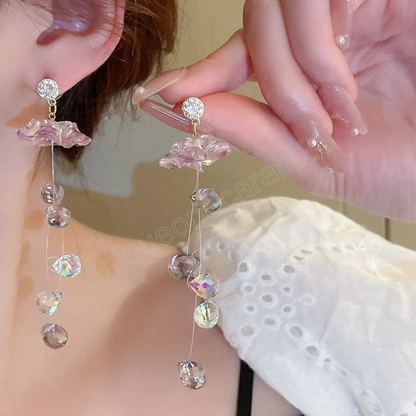 modern jewelry resin flower earrings 925 silver needle shiny glass dangle earrings for women gift
modern jewelry resin flower earrings 925 silver needle shiny glass dangle earrings for women gift