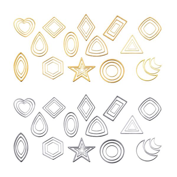 20pcs 2 color 14 styles mix geometric figur charm stainless steel pendant open pressed resin frame mold bezel diy jewelry making jewelry mak, Blue;slivery
20pcs 2 color 14 styles mix geometric figur charm stainless steel pendant open pressed resin frame mold bezel diy jewelry making jewelry mak, Blue;slivery
