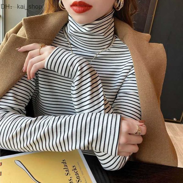 t-shirt striped bottom shirt paired with autumn and winter new double-sided german velvet long sleeved plush thickening slim fitting 21, White
t-shirt striped bottom shirt paired with autumn and winter new double-sided german velvet long sleeved plush thickening slim fitting 21, White