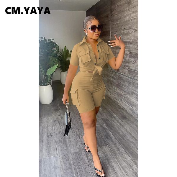 women's tracksuits cm.yaya ins women's set short sleeve pocket front shirt and pocket side shorts suit cargo two 2 piece set outfi, Gray
women's tracksuits cm.yaya ins women's set short sleeve pocket front shirt and pocket side shorts suit cargo two 2 piece set outfi, Gray