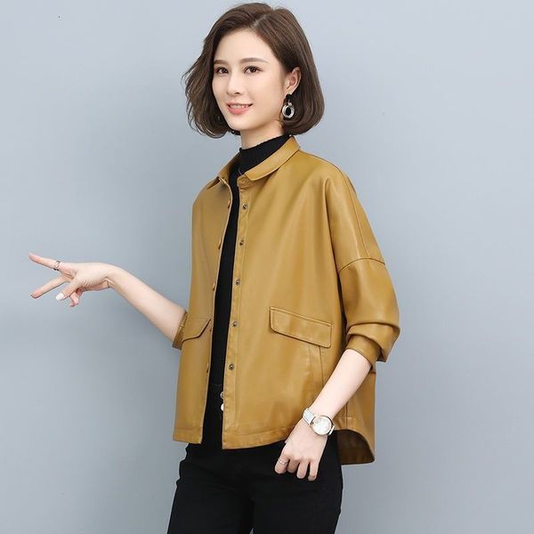 women's leather faux spring autumn 2023 short loose coat korean version pu clothes office lady jackets for fur casual 230418, Black
women's leather faux spring autumn 2023 short loose coat korean version pu clothes office lady jackets for fur casual 230418, Black
