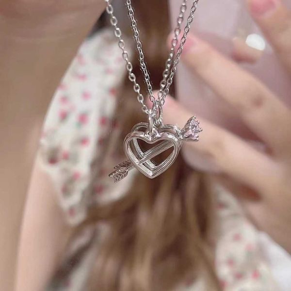 pendant necklaces new trendy love heart necklace for women korean crystal one arrow through the heart clavicle chain jewelry valentine', Silver
pendant necklaces new trendy love heart necklace for women korean crystal one arrow through the heart clavicle chain jewelry valentine', Silver