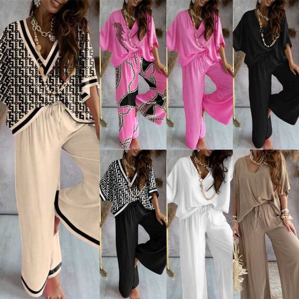 womens two piece pants printed bat sleeve casual wide leg set casual designer 2 piece outfits, White
womens two piece pants printed bat sleeve casual wide leg set casual designer 2 piece outfits, White