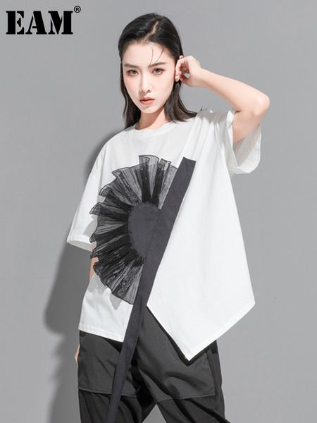 women's tshirt eam women white flower ruffles ribbon big size tshirt round neck short sleeve fashion spring summer 1de8699 230417
women's tshirt eam women white flower ruffles ribbon big size tshirt round neck short sleeve fashion spring summer 1de8699 230417