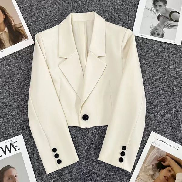 women's suits blazers korean single button blazer woman allmatch long sleeve office short suit jacket ladies solid turndown collar crop, White;black
women's suits blazers korean single button blazer woman allmatch long sleeve office short suit jacket ladies solid turndown collar crop, White;black