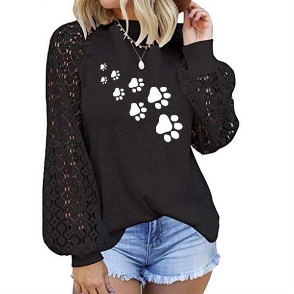 t-shirt dog cat paw blouse women vintage clothes oneck lace stitching puff longsleeved casual loose shirt daily vetement femme, White
t-shirt dog cat paw blouse women vintage clothes oneck lace stitching puff longsleeved casual loose shirt daily vetement femme, White