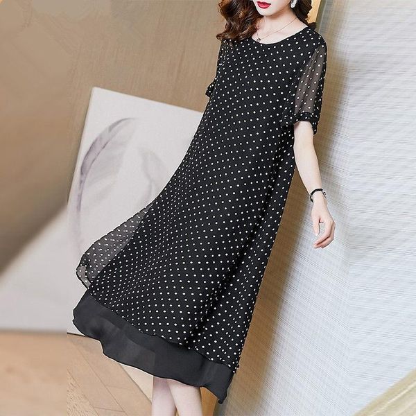 dresses 2021 new fashion women's chiffon dot dress female casual style summer oneck dresses, Black;gray
dresses 2021 new fashion women's chiffon dot dress female casual style summer oneck dresses, Black;gray