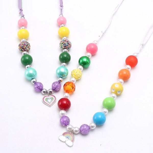 fashion colorful beads baby bubblegum necklace diy rainbow heart pendant necklace for kid children rope chain jewelry, Silver
fashion colorful beads baby bubblegum necklace diy rainbow heart pendant necklace for kid children rope chain jewelry, Silver
