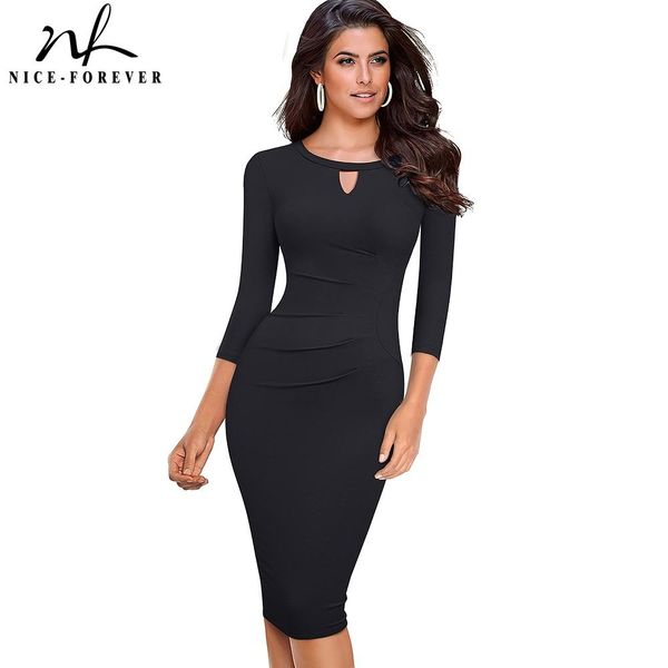 dresses niceforever autumn women elegant solid color work hollow out dresses office business vintage bodycon dress btyb607, Black;gray
dresses niceforever autumn women elegant solid color work hollow out dresses office business vintage bodycon dress btyb607, Black;gray