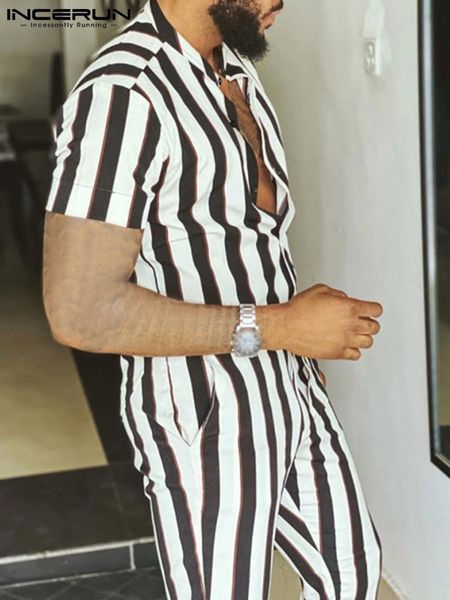 men's tracksuits incerun fashion men striped sets streetwear lapel short sleeve shirt long pants two pieces sets men casual suits s-5xl, Gray
men's tracksuits incerun fashion men striped sets streetwear lapel short sleeve shirt long pants two pieces sets men casual suits s-5xl, Gray