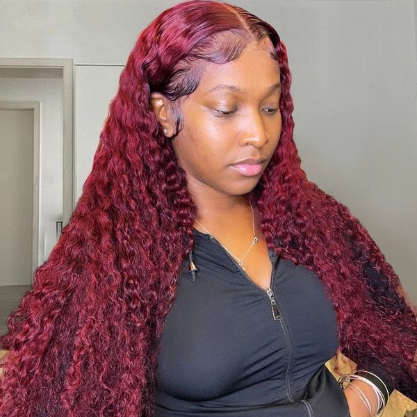 99j colored lace front human hair wigs deep curly burgundy 13x4 hd transparent lace frontal wig glueless wine red wig for women, Black;brown
99j colored lace front human hair wigs deep curly burgundy 13x4 hd transparent lace frontal wig glueless wine red wig for women, Black;brown