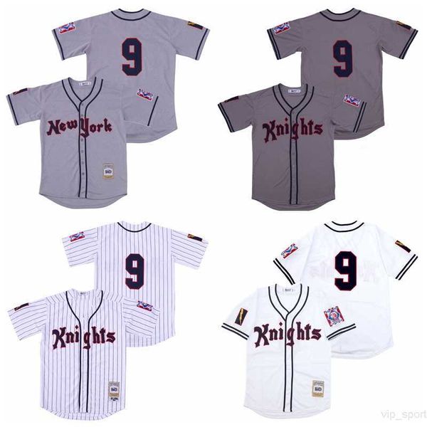 1939 movie baseball new york knights 9 roy hobbs jerseys men white grey team away cool base breathable pure cotton stitched quality, Black
1939 movie baseball new york knights 9 roy hobbs jerseys men white grey team away cool base breathable pure cotton stitched quality, Black
