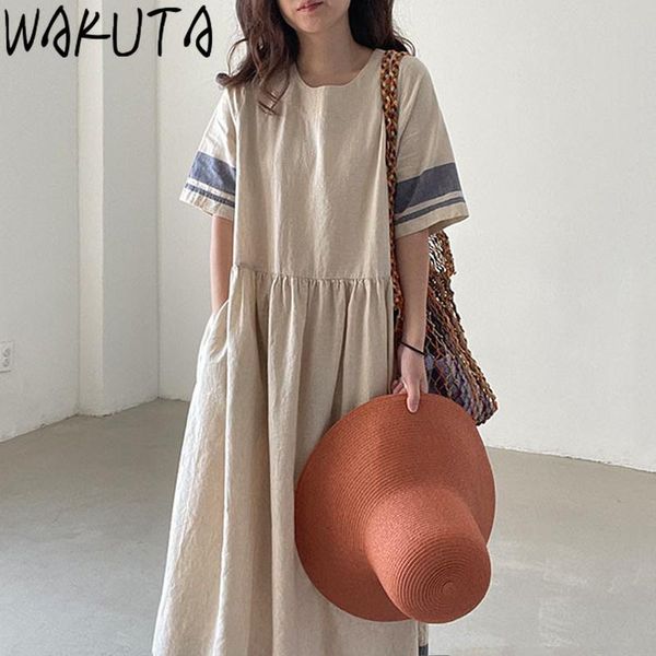 dresses wakuta vintage loose long dress female fashion japan style summer half sleeve contrast color patchwork pockets women dresses, Black;gray
dresses wakuta vintage loose long dress female fashion japan style summer half sleeve contrast color patchwork pockets women dresses, Black;gray