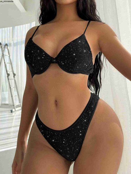 women's swimwear shiny black bikini women sequin solid underwire push up swimwear 2023 summer bathing suit cut out thong swimsuit beach, White;black
women's swimwear shiny black bikini women sequin solid underwire push up swimwear 2023 summer bathing suit cut out thong swimsuit beach, White;black