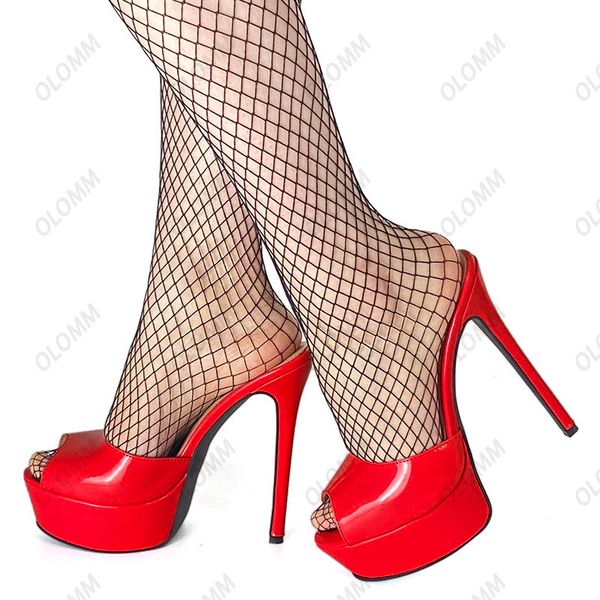 olomm handmade women mules sandals patent stiletto heels peep toe elegant black party shoes women us plus size 5-20
olomm handmade women mules sandals patent stiletto heels peep toe elegant black party shoes women us plus size 5-20