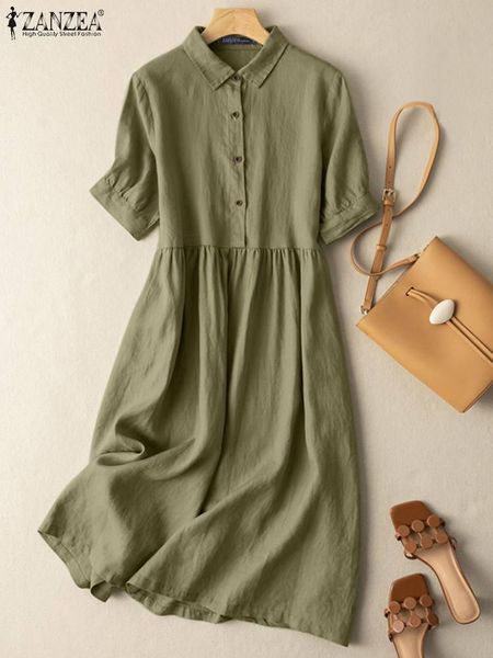 dresses zanzea summer women's dress solid color short sleeve lapel dresses oversized femme casual elegant vintage tunic sundress robe, Black;gray
dresses zanzea summer women's dress solid color short sleeve lapel dresses oversized femme casual elegant vintage tunic sundress robe, Black;gray