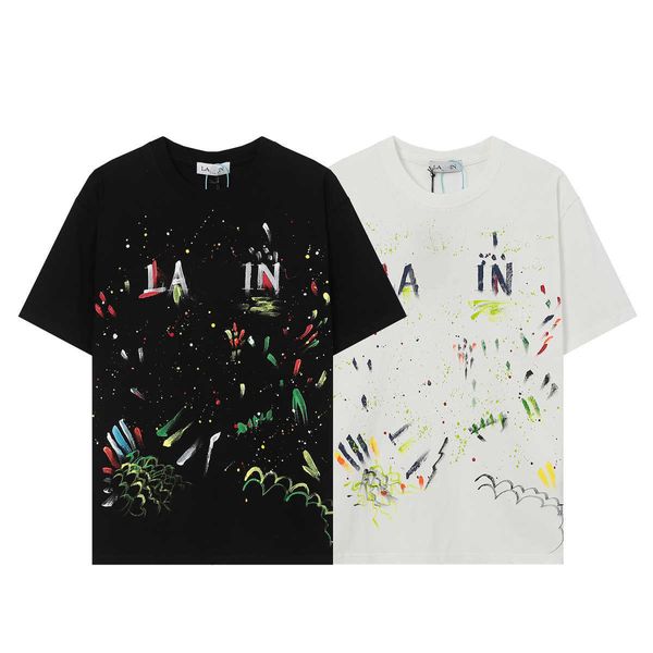 designer luxury lanvins classic splash-ink printing loose round neck short sleeve sports trend men's women's t-shirt fashion label, Black;brown
designer luxury lanvins classic splash-ink printing loose round neck short sleeve sports trend men's women's t-shirt fashion label, Black;brown