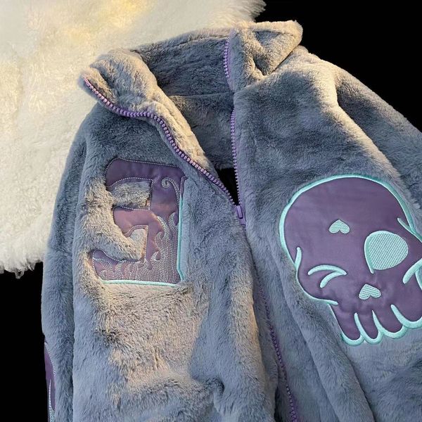 men's jackets vintage skull embroidered lamb fleece jacket men's winter king size zipper casual cotton cardigan 230418, Black;brown
men's jackets vintage skull embroidered lamb fleece jacket men's winter king size zipper casual cotton cardigan 230418, Black;brown