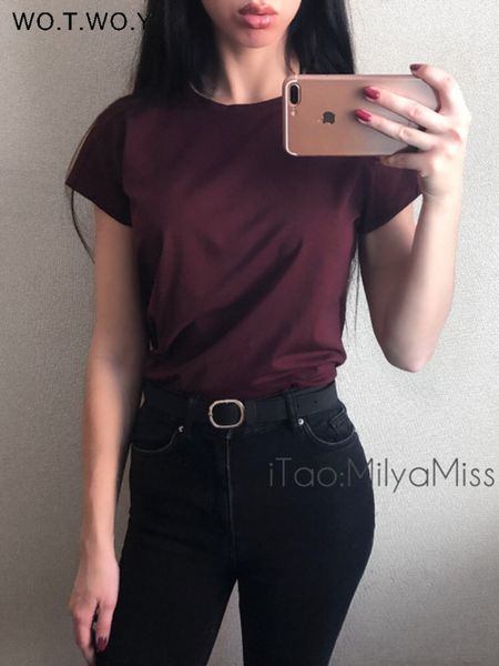women's t-shirt wotwoy summer casual solid slim fit t-shirts women cotton basic t shirt female knitted y2k clothes korean fashion tees, White
women's t-shirt wotwoy summer casual solid slim fit t-shirts women cotton basic t shirt female knitted y2k clothes korean fashion tees, White