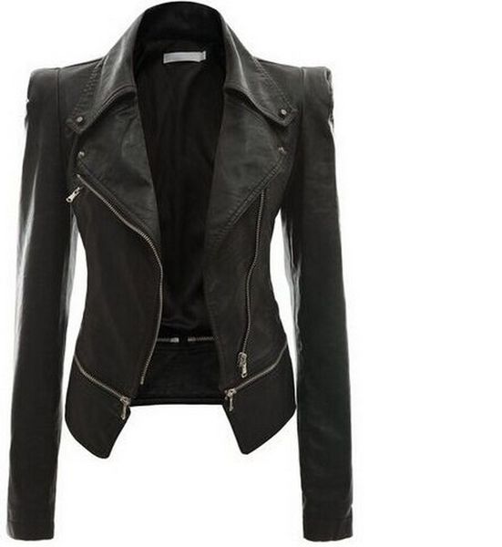 women's leather faux woman coats moto and biker female jackets spring autumn long sleeve jacket 230418, Black
women's leather faux woman coats moto and biker female jackets spring autumn long sleeve jacket 230418, Black
