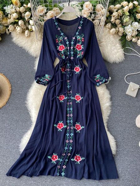dresses women's dress travel pgraphy holiday long dress new retro ethnic style embroidered vneck lantern sleeve dress ml1034, Black;gray
dresses women's dress travel pgraphy holiday long dress new retro ethnic style embroidered vneck lantern sleeve dress ml1034, Black;gray