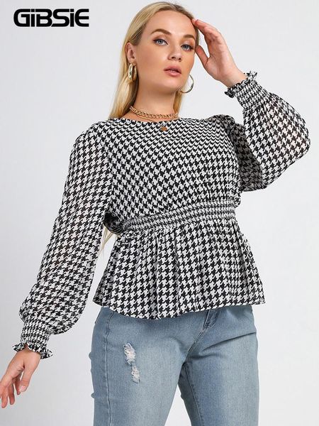 t-shirt gibsie plus size houndstooth print shirred waist oneck blouses women spring long sleeve office casual ladies peplum blouse, Black
t-shirt gibsie plus size houndstooth print shirred waist oneck blouses women spring long sleeve office casual ladies peplum blouse, Black