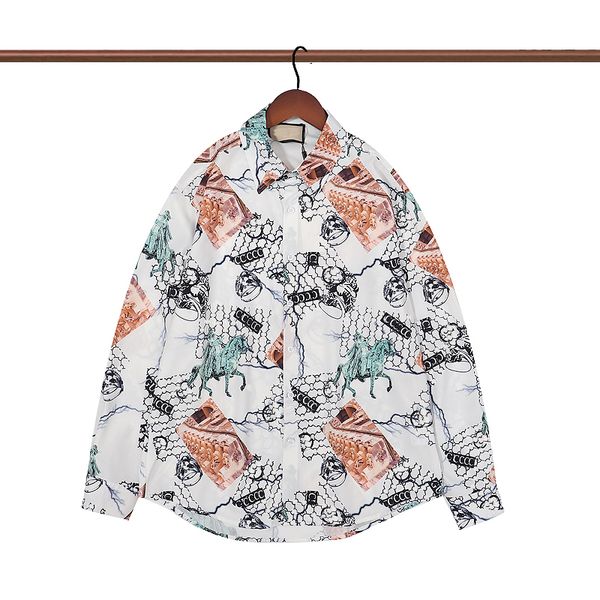 designer men's dress shirt luxury crown print shirt men's 2023 autumn long sleeve slim casual street social party camisa men', White;black
designer men's dress shirt luxury crown print shirt men's 2023 autumn long sleeve slim casual street social party camisa men', White;black