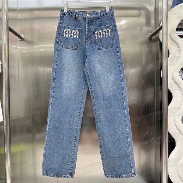 designer jeans trousers for women fashion letter denim pants spring summer straight long pant, Blue
designer jeans trousers for women fashion letter denim pants spring summer straight long pant, Blue