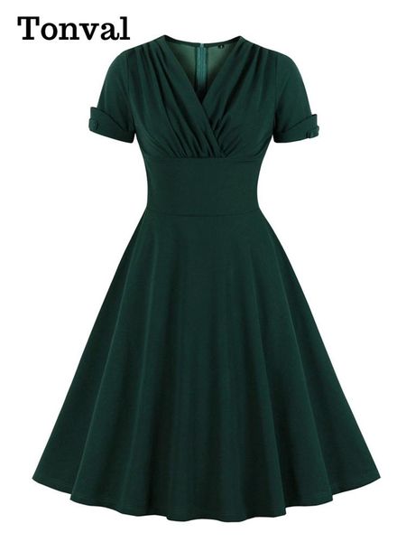 dresses tonval ruched v neck wrap high waist 1950s vintage green a line swing dresses women summer solid elegant party midi dress, Black;gray
dresses tonval ruched v neck wrap high waist 1950s vintage green a line swing dresses women summer solid elegant party midi dress, Black;gray