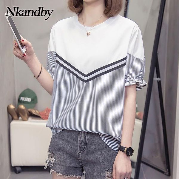 t-shirt nkandby women tshirt 2021 summer striped patchwork short sleeve loose t shirt oversized oneck korean style feminine, White
t-shirt nkandby women tshirt 2021 summer striped patchwork short sleeve loose t shirt oversized oneck korean style feminine, White