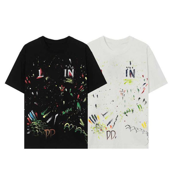 designer luxury lanvins classic splash-ink printing loose round neck sports trend men's and women's t-shirt fashion, White;black
designer luxury lanvins classic splash-ink printing loose round neck sports trend men's and women's t-shirt fashion, White;black