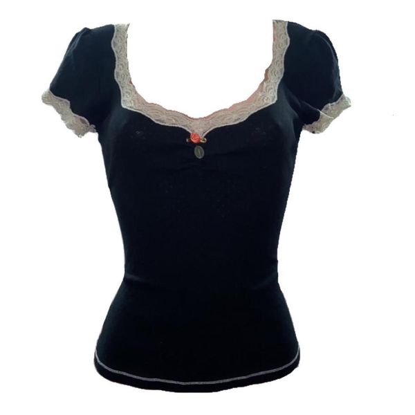 women's t-shirt y2k lace trim neckline crop fairycore aesthetics vintage black milkmaid tees chic women retro grunge t shirt korean ch, White
women's t-shirt y2k lace trim neckline crop fairycore aesthetics vintage black milkmaid tees chic women retro grunge t shirt korean ch, White