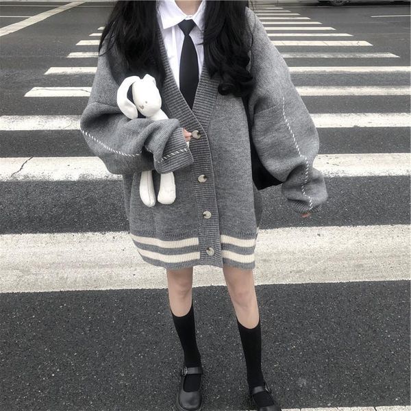 sweaters deeptown preppy fashion stripe knitted oversize cardigan sweater women grey korean style harajuku jumper female casual winter, White;black
sweaters deeptown preppy fashion stripe knitted oversize cardigan sweater women grey korean style harajuku jumper female casual winter, White;black