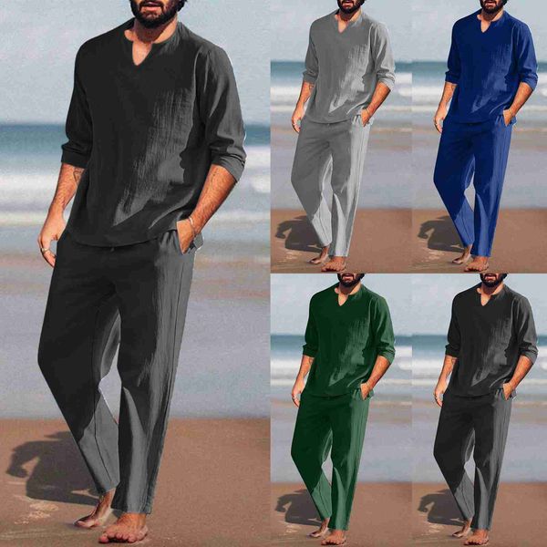 tracksuits men pieces cotton linen set henley shirt long sleeve and casual beach pants summer yoga outfits formal dress suits for men, Gray
tracksuits men pieces cotton linen set henley shirt long sleeve and casual beach pants summer yoga outfits formal dress suits for men, Gray