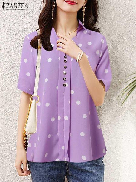 t-shirt women summer short sleeve blouse loose blusas femininas oversized zanzea dots printed shirts 2022 casual lapel neck retro shirt, White
t-shirt women summer short sleeve blouse loose blusas femininas oversized zanzea dots printed shirts 2022 casual lapel neck retro shirt, White